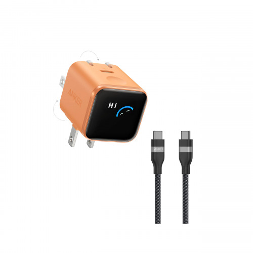 Смарт-зарядка с дисплеем Anker Nano Charger 45W with USB-C to USB-C Cable Orange